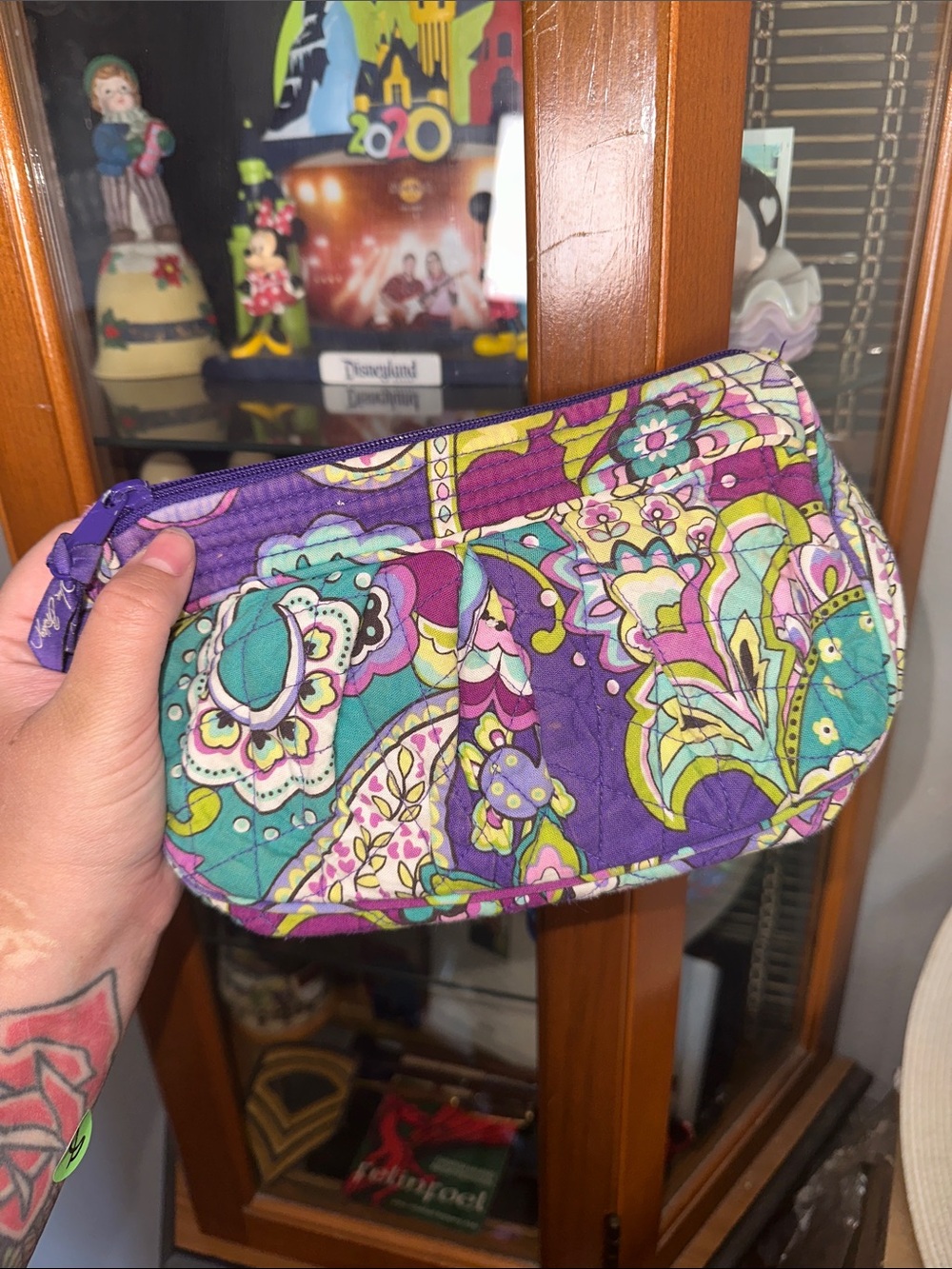 Vera Bradley Quilted Paisley Cosmetic Pouch in Purple, Teal, Pink & Cream